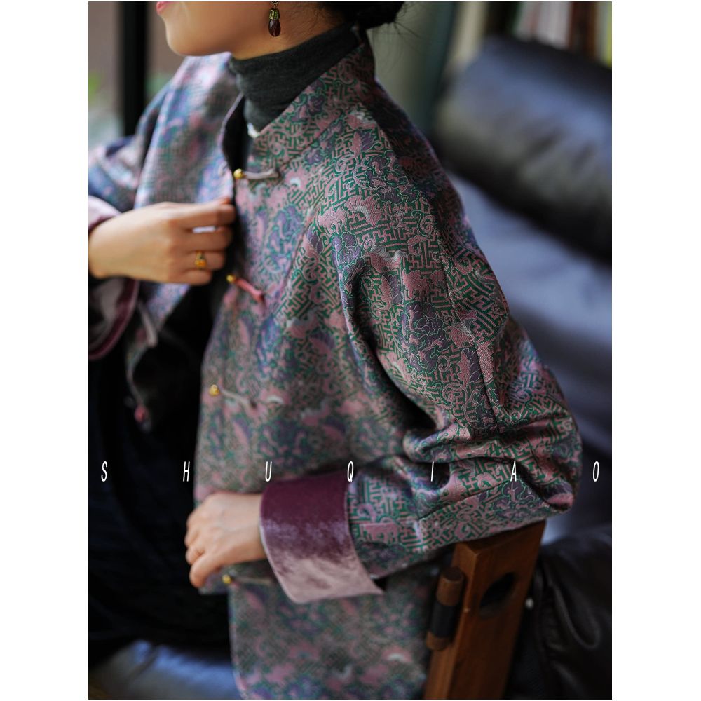 Shu Qiao Shao Song Jin Entangled Branch Flower Mi Same Style True Cardigan New Chinese Style Stand Collar Original Spring and Autumn Coat Top for Women image 1