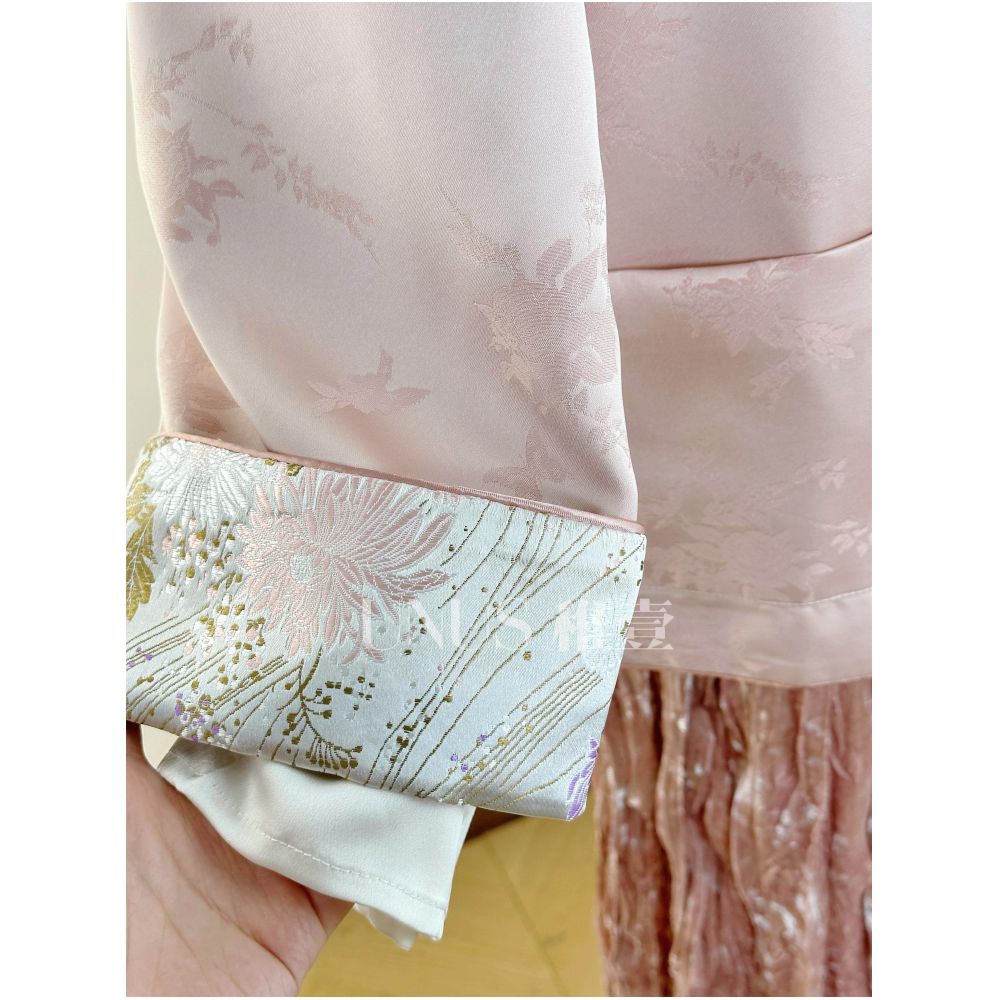 UNUS Young Chinese Style Pink New Chinese Coat Song Jin Tiled Flower Plate Buckle Short Spring and Autumn Women s Cotton Robe image 3
