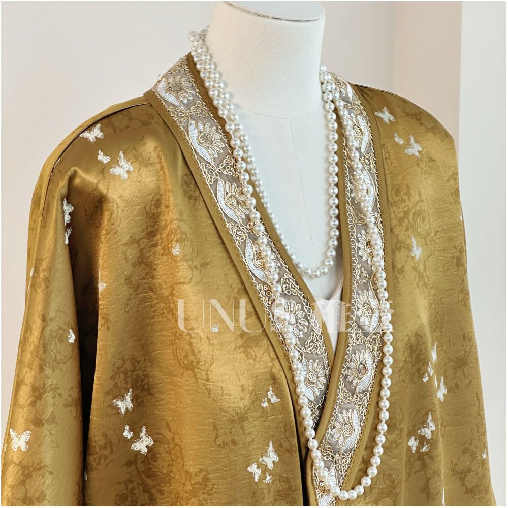 UNUS New Chinese style outer garment with butterfly embroidery retro cardigan tea jacket luxurious V neck thin jacket top image 2