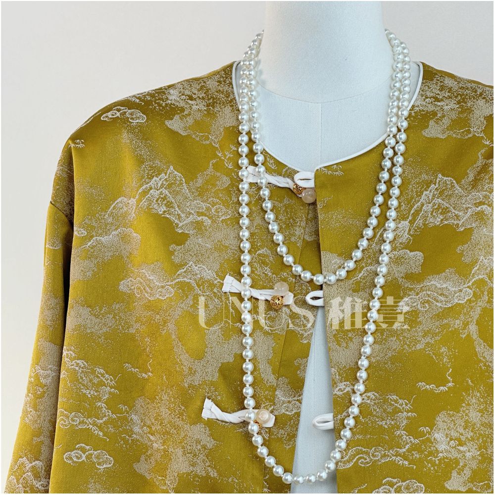 UNUS Zhiyi New Chinese Zen style Yellow Tang style National style Coat Women s Spring and Autumn High end Temperament Top Short image 3