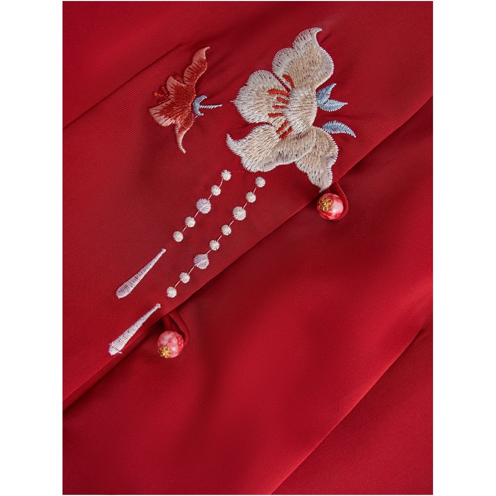 New Chinese style high end red festive improved cheongsam embroidery waist cinching vest half skirt set for women 2026 new style image 4