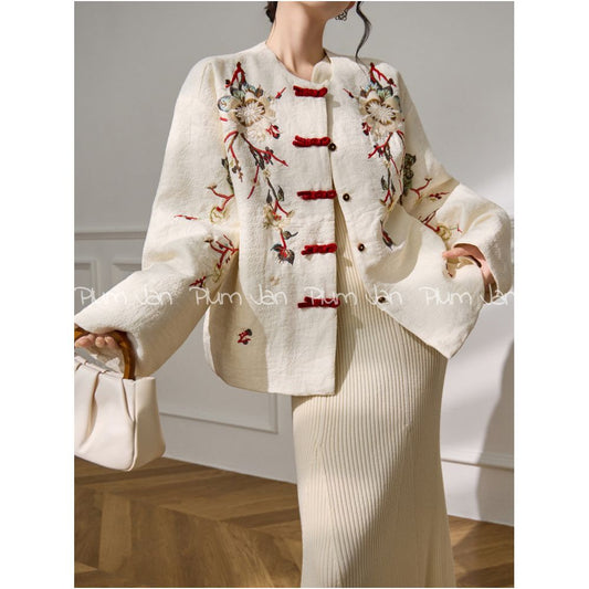 ASAYA6080 – Ivory Blossom Heritage Jacket 🤍🌺