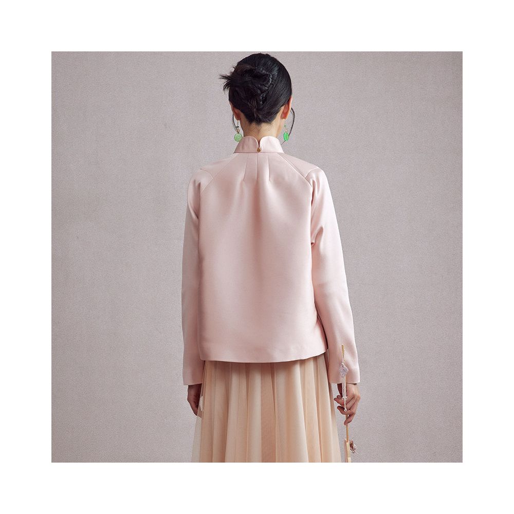 Moyu 2025 Autumn Winter New Style Chinese Style Satin Middle Open Tang Top Chinese Gentle Style Coat image 5