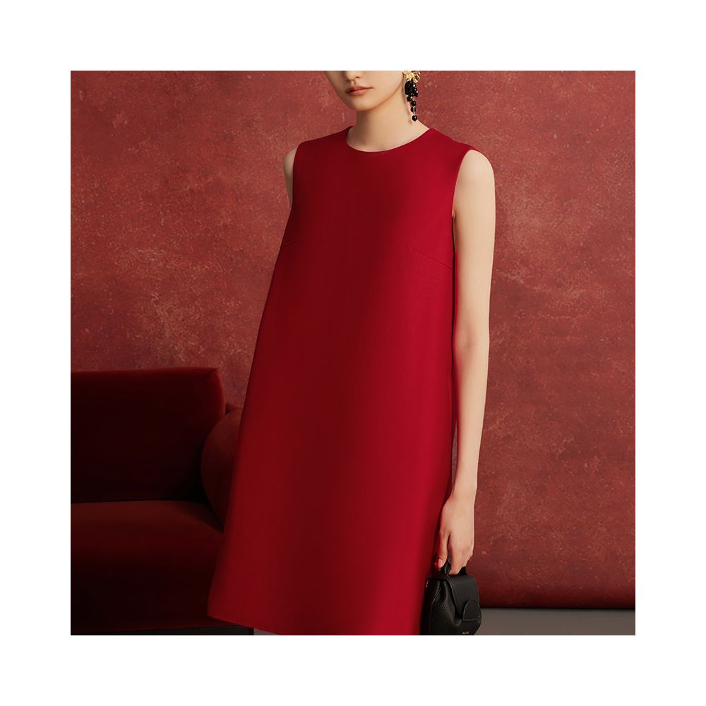 Ruyi Lianyun Spring and Autumn New Round Collar Jacquard Straight Tube Dress for Women Retro New Chinese Style Panbuckle Long Dress image 3