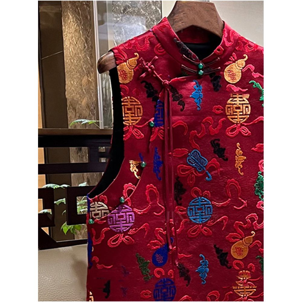 This year s popular trend is a beautiful and high end new Chinese style Chinese New Year red long vest dress for children in early spring image 1