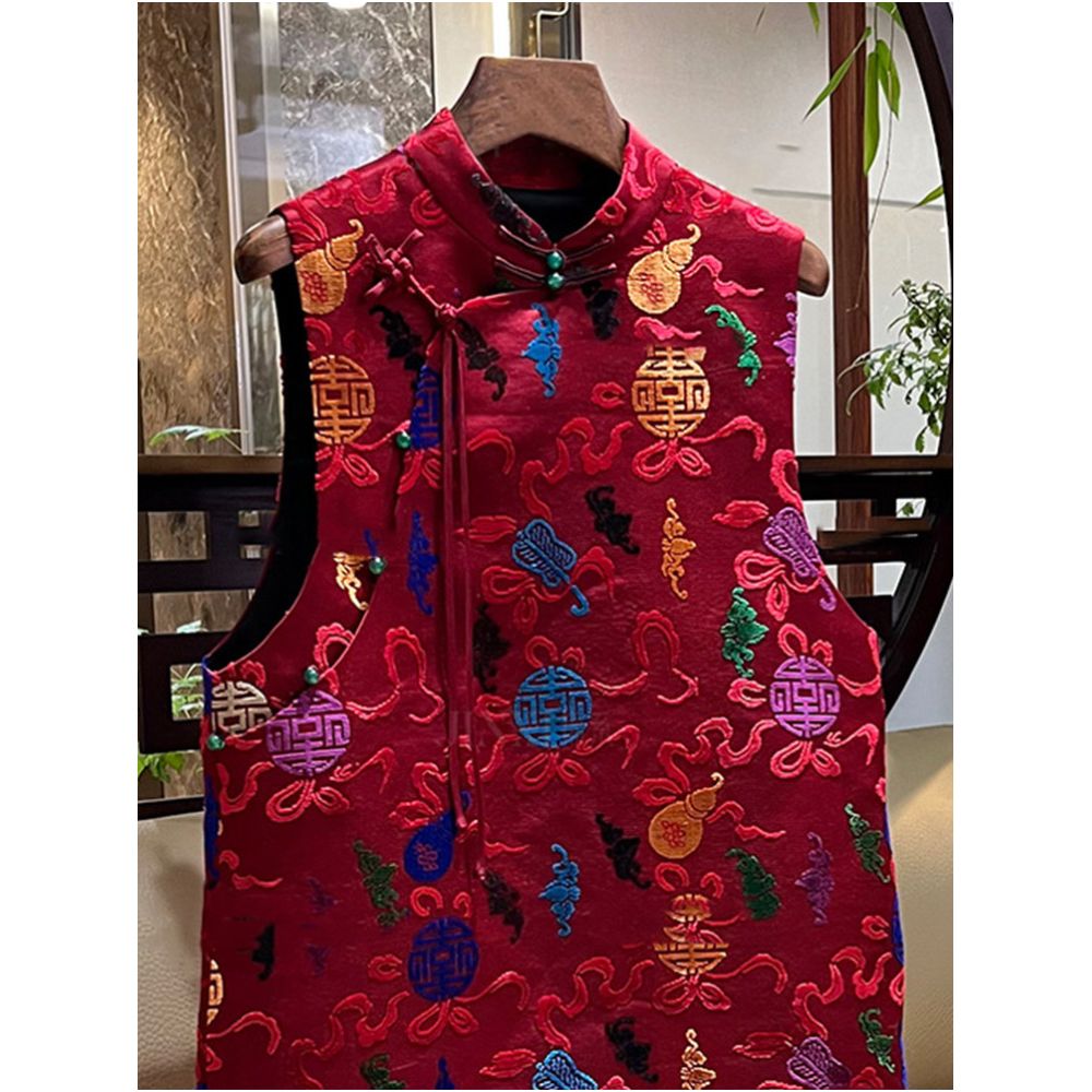 This year s popular trend is a beautiful and high end new Chinese style Chinese New Year red long vest dress for children in early spring image 2