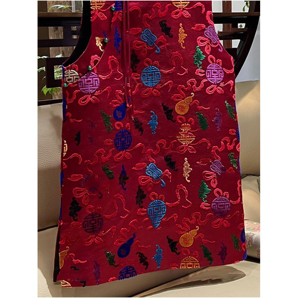 This year s popular trend is a beautiful and high end new Chinese style Chinese New Year red long vest dress for children in early spring image 3