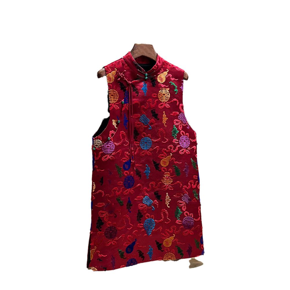 This year s popular trend is a beautiful and high end new Chinese style Chinese New Year red long vest dress for children in early spring image 4