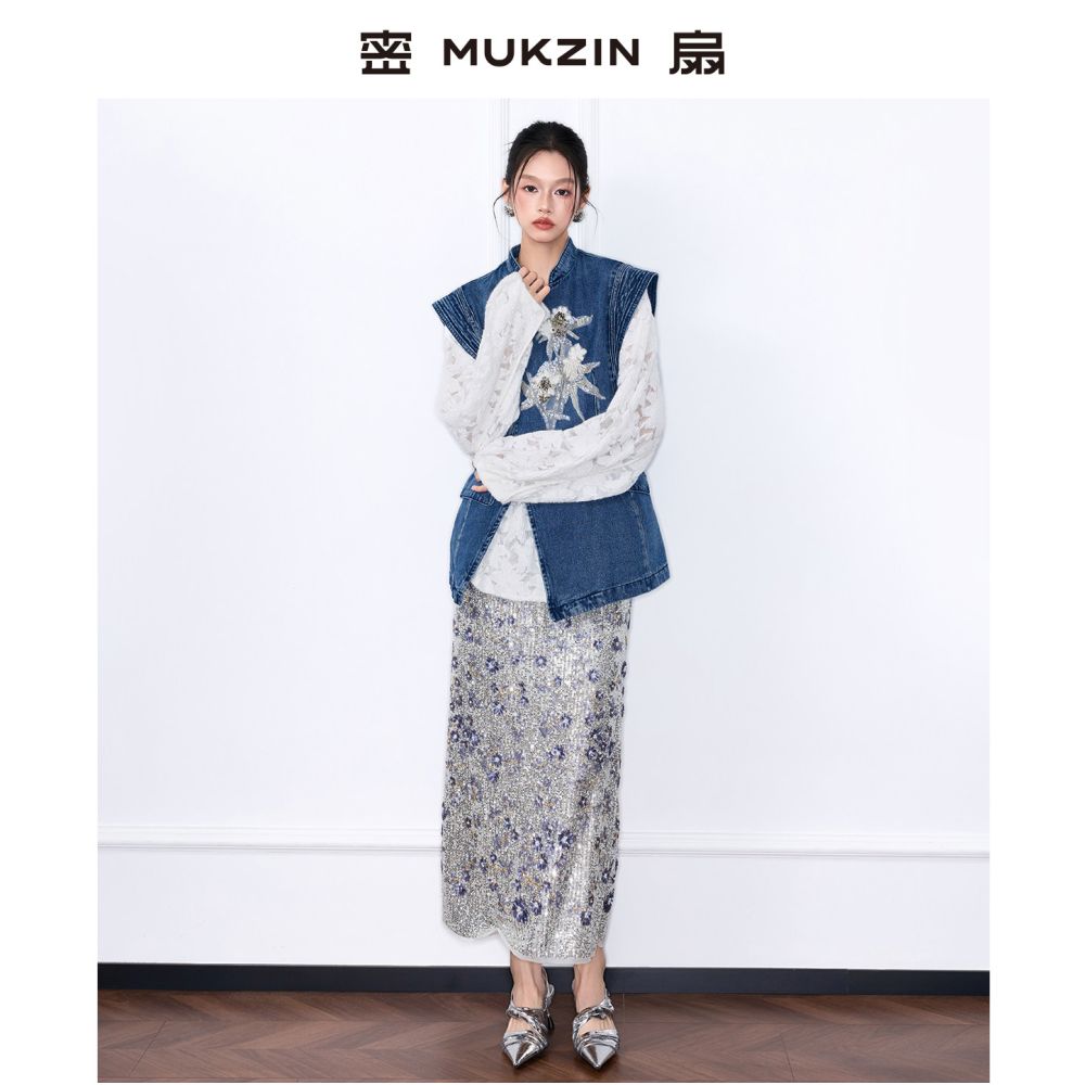 Mi Fan 2025 Winter New Style Yunyao Realm Heavy Industry Nail Bead Embroidery Cowboy Design with National Style New Chinese Style Vest image 4