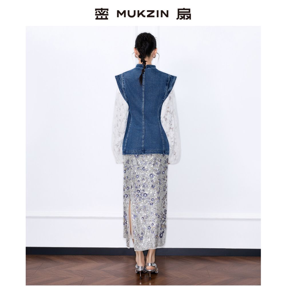 Mi Fan 2025 Winter New Style Yunyao Realm Heavy Industry Nail Bead Embroidery Cowboy Design with National Style New Chinese Style Vest image 5