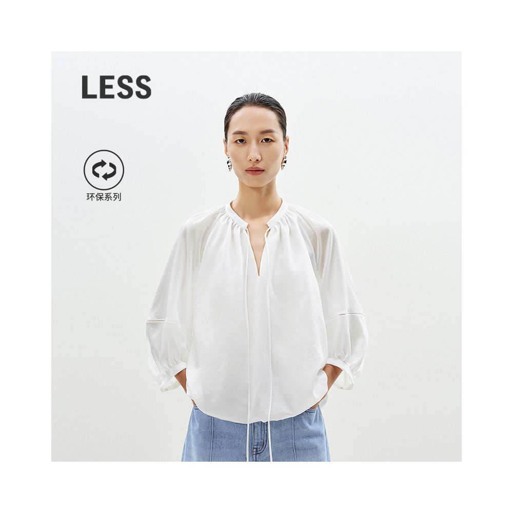 LESS Xia Huan Bao Lai Saier loose A line shoulder sleeves with seven inch sleeves casual shirt for women 2P6212180 image 1