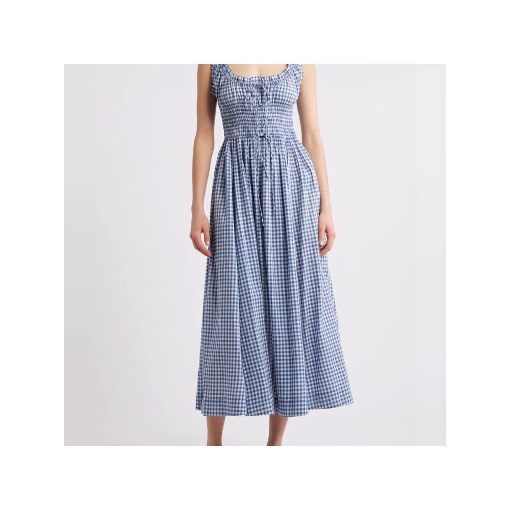 Inhee Homemade Doen New Summer Sweet Orange Floral Sleeveless Lace Waist Swing Holiday Dress image 1