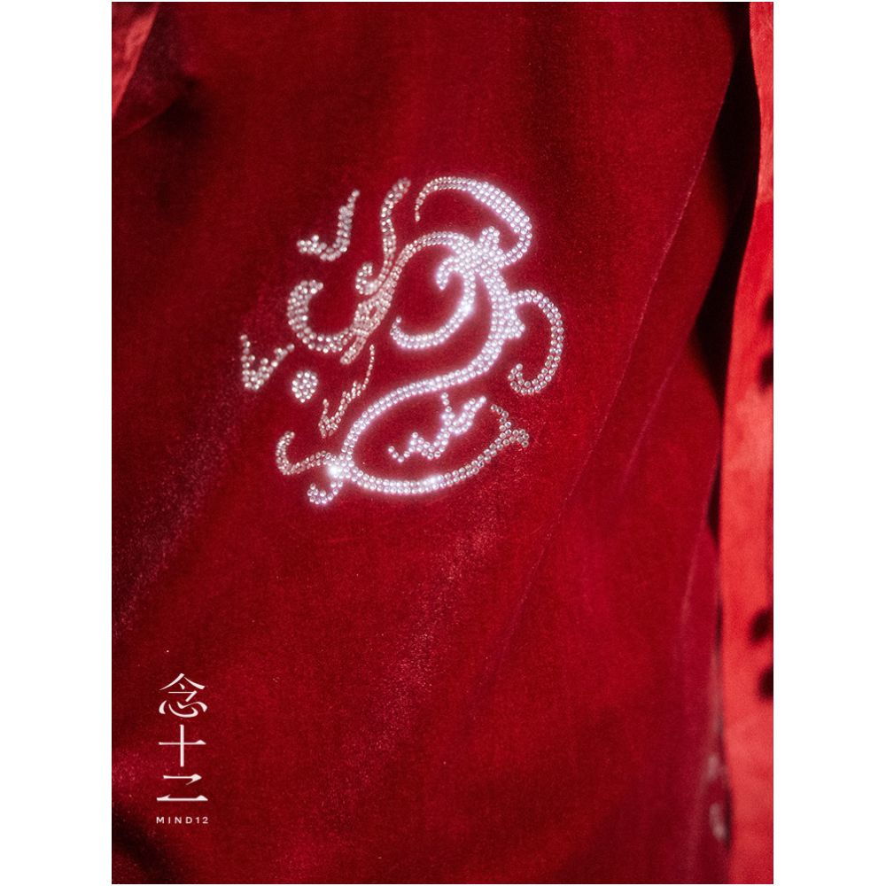 Read the 12th Hualong the Year of the Loong New Chinese Retro Style Red Dragon Pattern Hot Drill Velvet Sling Skirt image 4