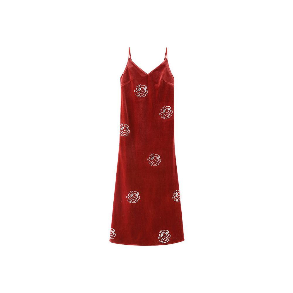 Read the 12th Hualong the Year of the Loong New Chinese Retro Style Red Dragon Pattern Hot Drill Velvet Sling Skirt image 5