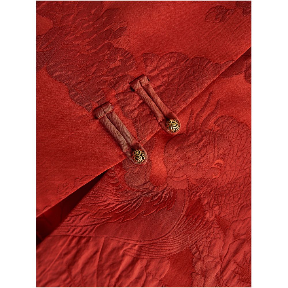 New Chinese style retro Chinese style Chinese red texture jacquard buckle Chinese style vest Year of the Horse Year of the Birth New Year s robe image 4