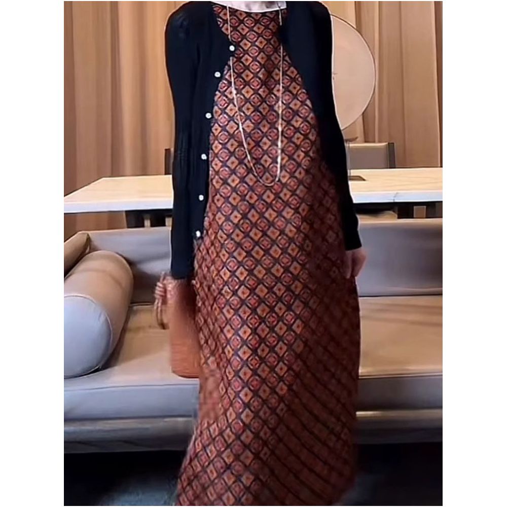 Chinese style high end Song brocade dress for women in the summer of 2025 new coffee color sleeveless vest high end feeling light mature long skirt image 3