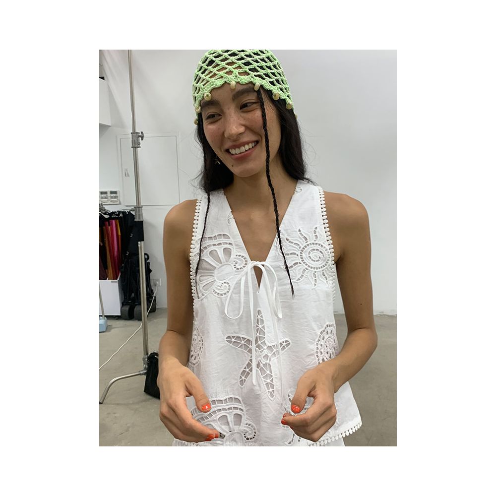 TiaTia Summer Ocean Front and Back Hollow A line Sleeveless Tank Top Low Waist A Swing Anti Skirt Pants image 2