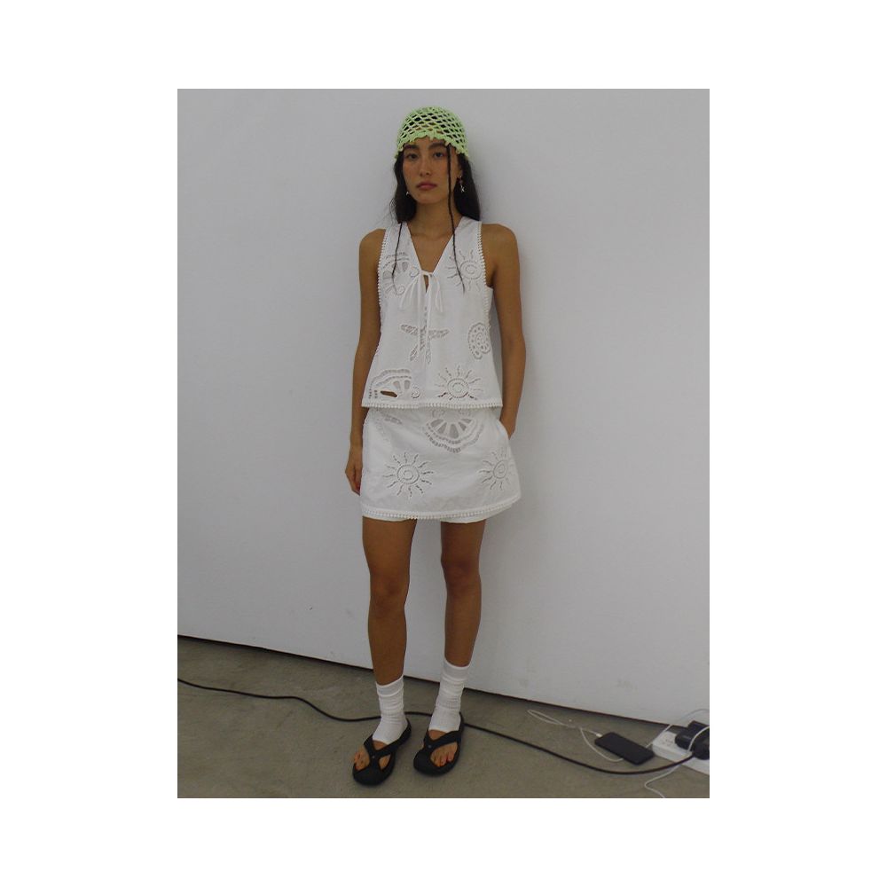 TiaTia Summer Ocean Front and Back Hollow A line Sleeveless Tank Top Low Waist A Swing Anti Skirt Pants image 4