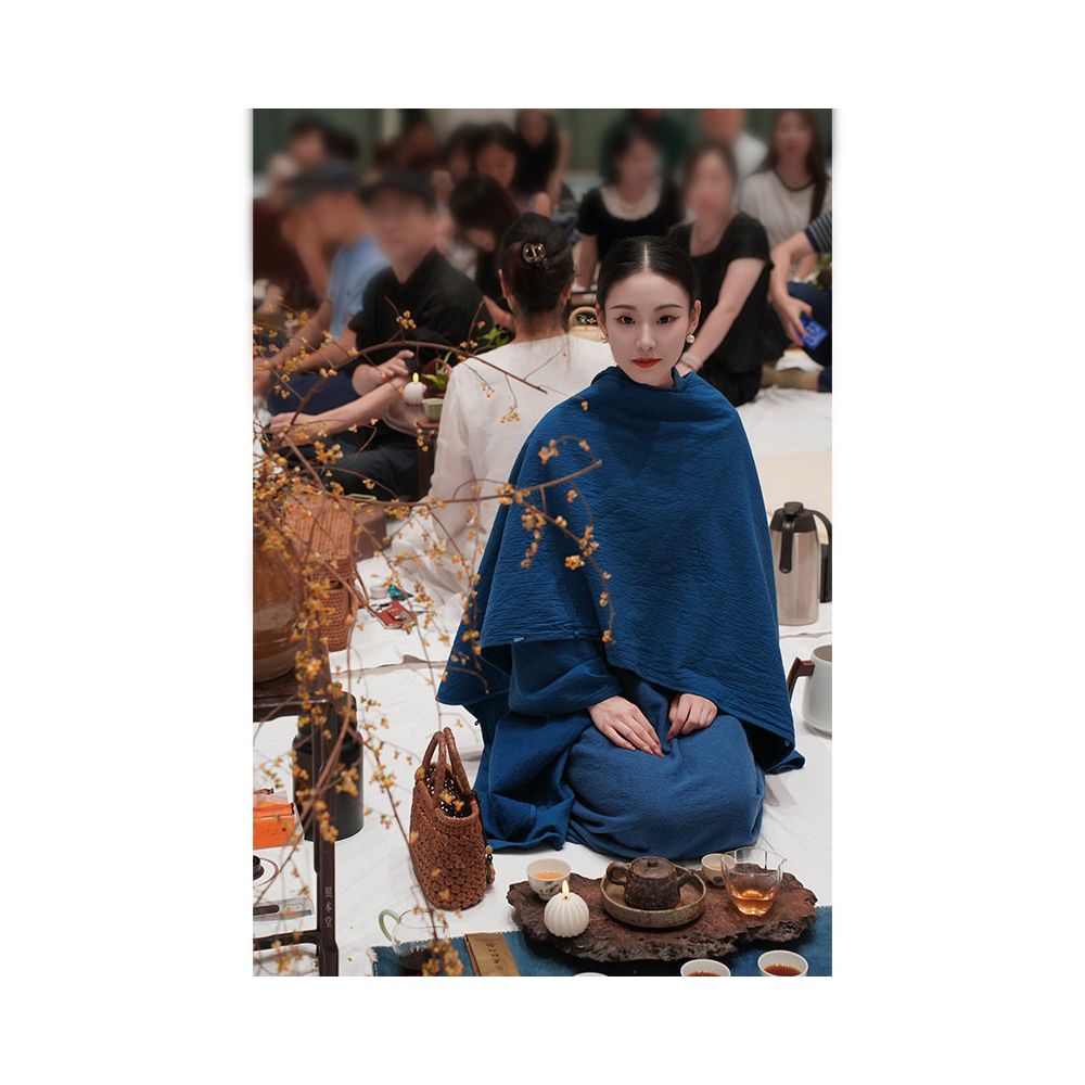 Photo New Chinese style women s clothing double layer fabric shawl jacket Chinese style retro simple tea suit for women MW4290 image 0