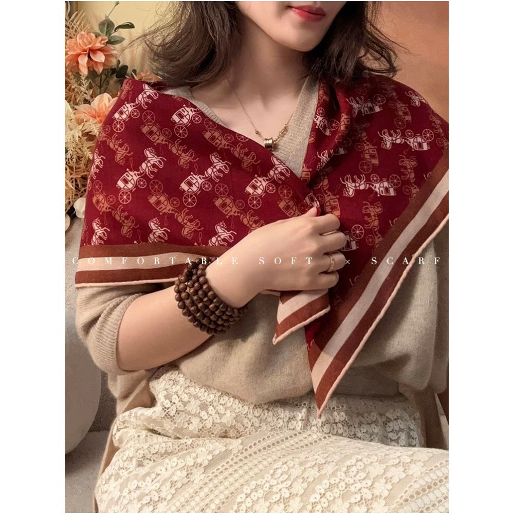 ASAYA6162 – Heritage Carriage Silk Wool Scarf ❤️🧣