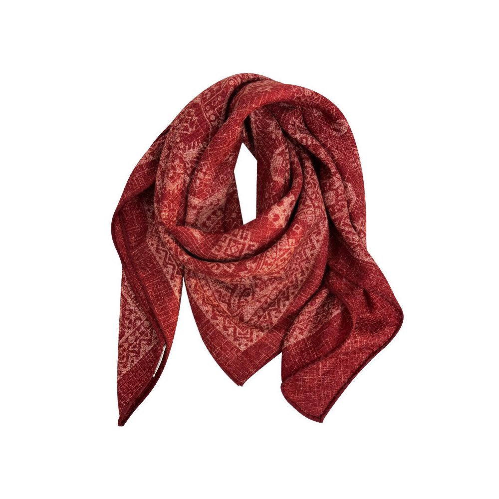 A niche tie dye pattern Light luxury Ankela red silk scarf for women s autumn and winter warm silk wool square scarf shawl image 5