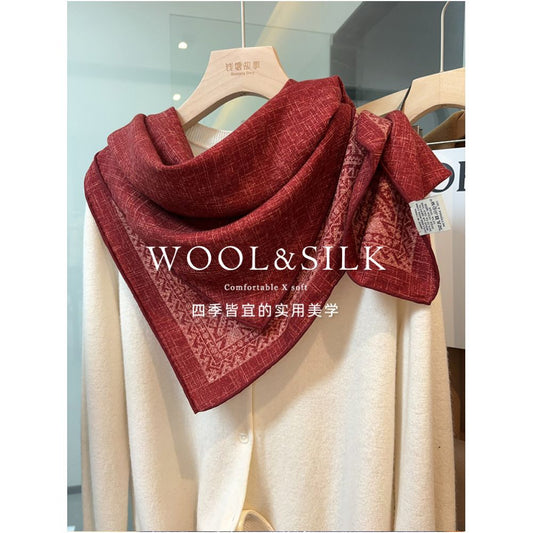 ASAYA6163 – Vintage Heritage Silk Wool Scarf ❤️🧣