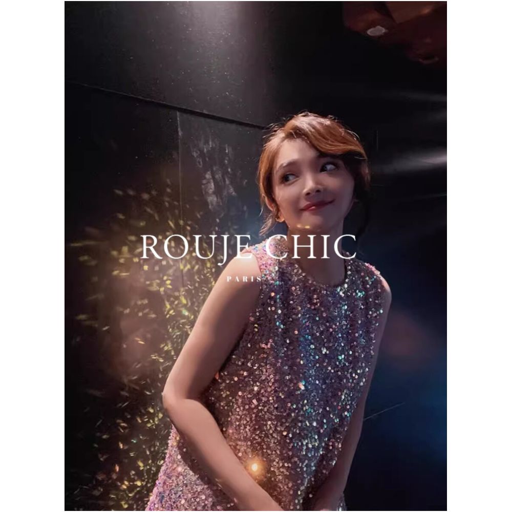 Rouje Chic French style versatile loose fitting sequined sleeveless dress for women summer A line skirt image 1