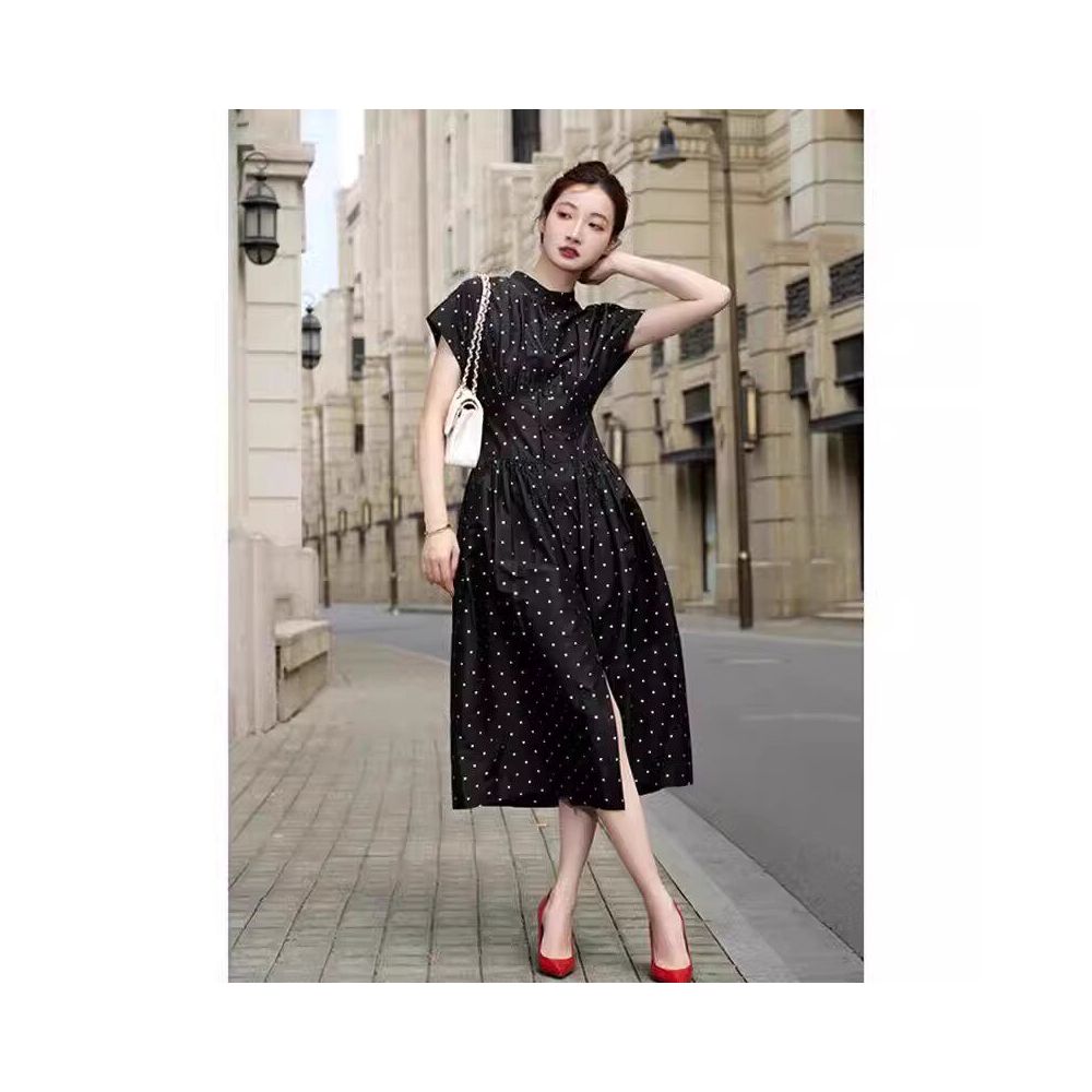 ASAYA6166 – Parisian Polka Midi Dress 🖤✨