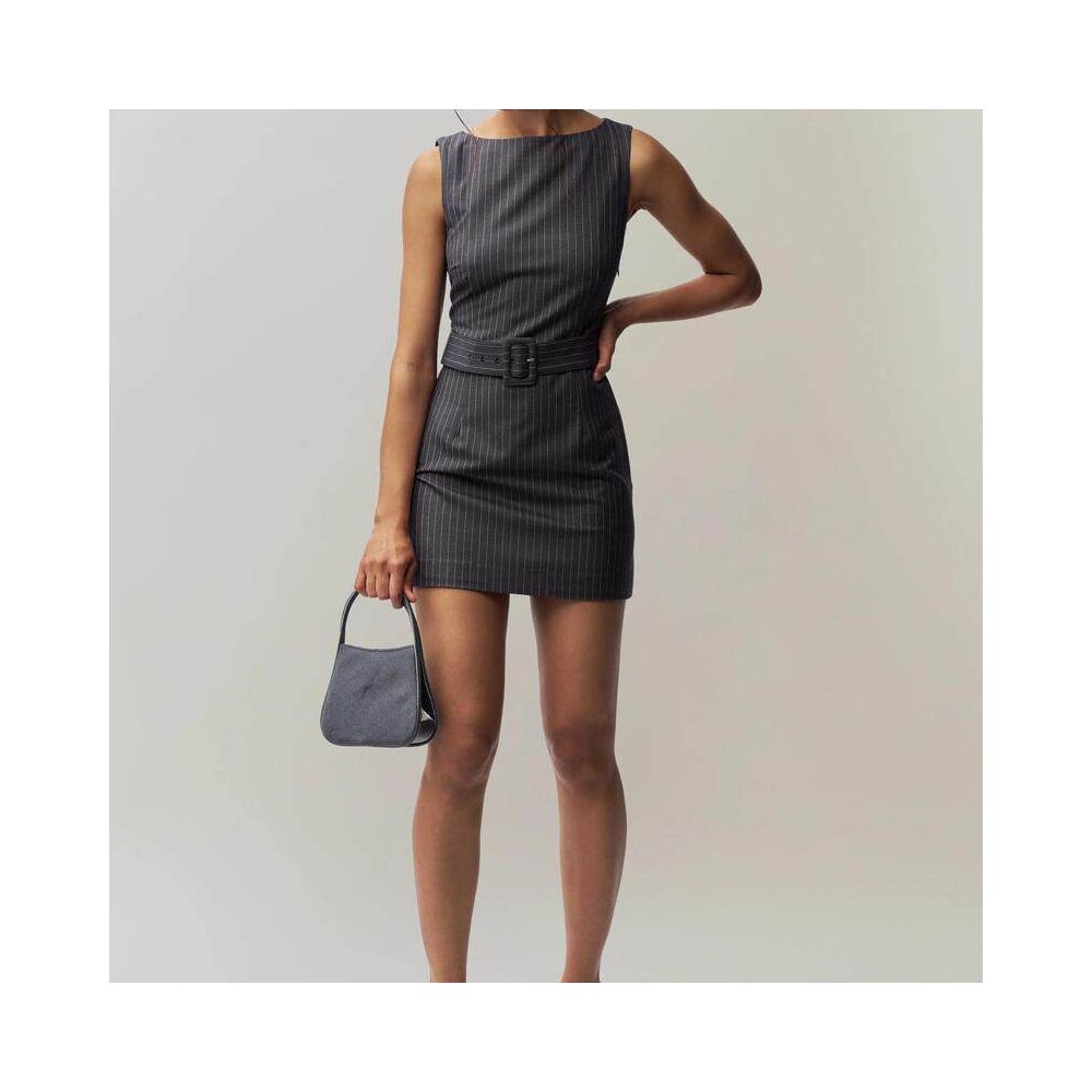 Friends Rachel Dress French Retro Old Money Title Commuter Round Neck Sleeveless Striped Hip Wrap One Step Dress Short Skirt image 1