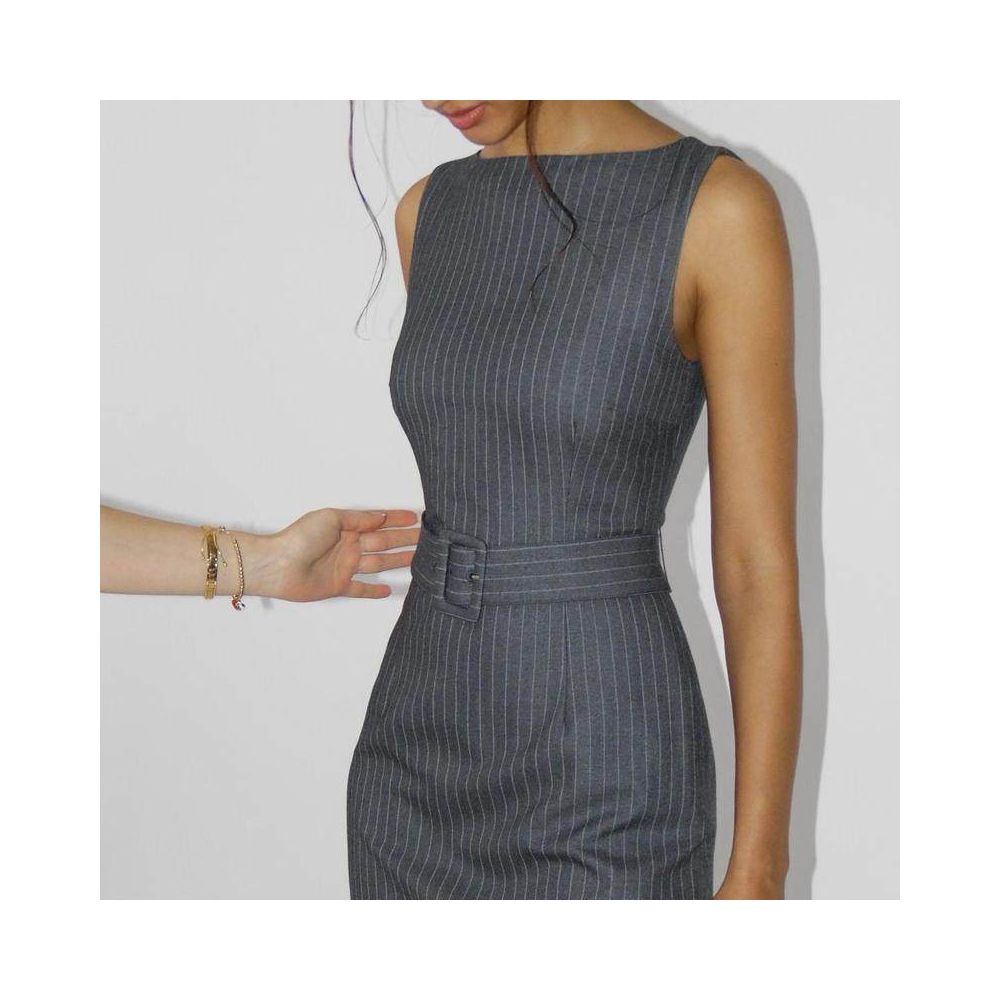 Friends Rachel Dress French Retro Old Money Title Commuter Round Neck Sleeveless Striped Hip Wrap One Step Dress Short Skirt image 0