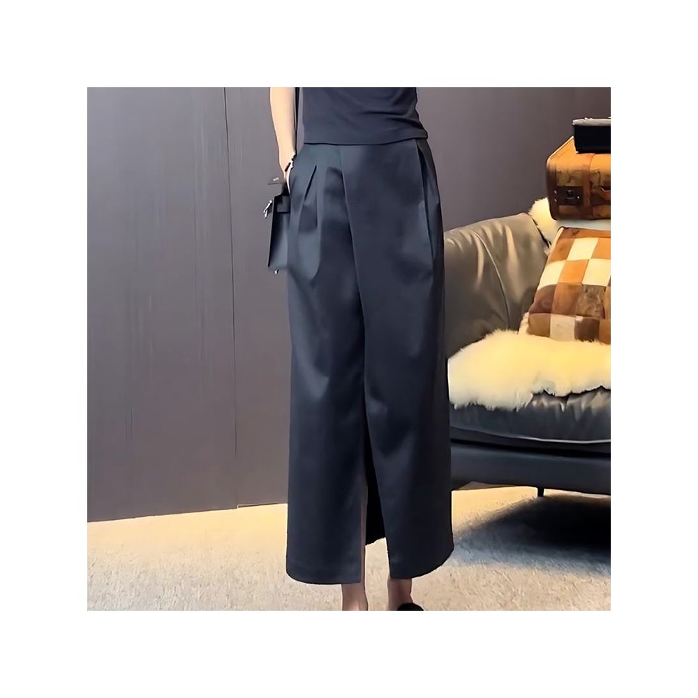 Black midi skirt women s summer new European station Korean style slit design unique high end super beautiful suit skirt image 1