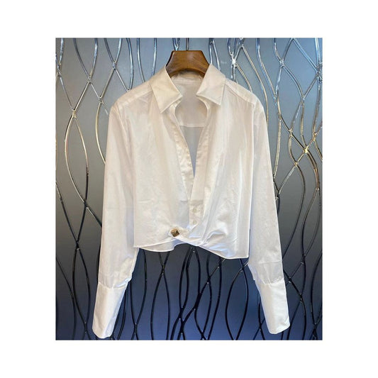 ASAYA6205 – Modern Twist Cropped Shirt 🤍✨