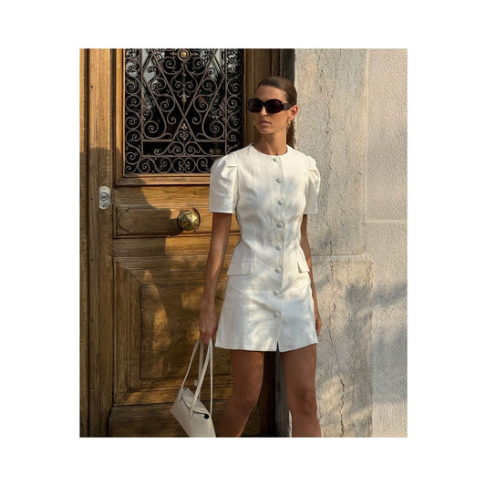 ASAYA6211 – Ivory Heritage Linen Dress 🤍✨