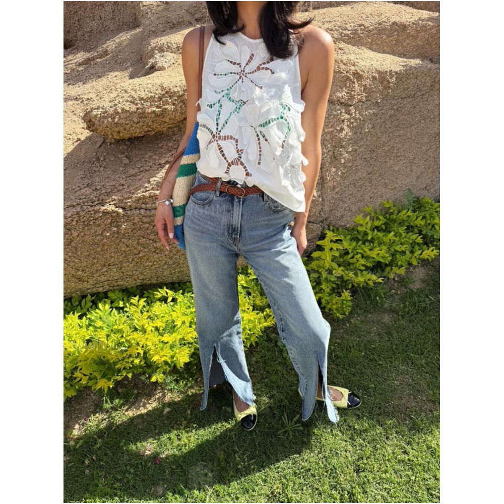 High end niche high end designer French hollow out temperament heavy industry three dimensional flower embroidery vest top from the buying shop image 2