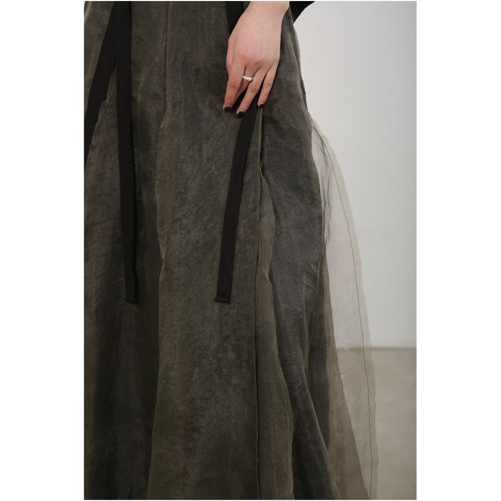 Luobian Heavy Industry Limited Edition Split yarn skirt half body skirt spliced mid length versatile slimming summer retro mesh image 4