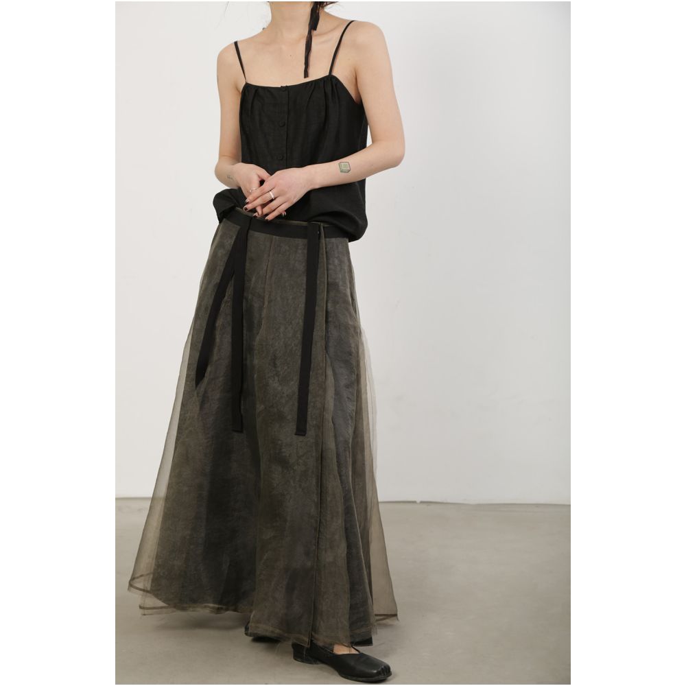 ASAYA6238 – Noir Sheer Layered Skirt 🖤✨
