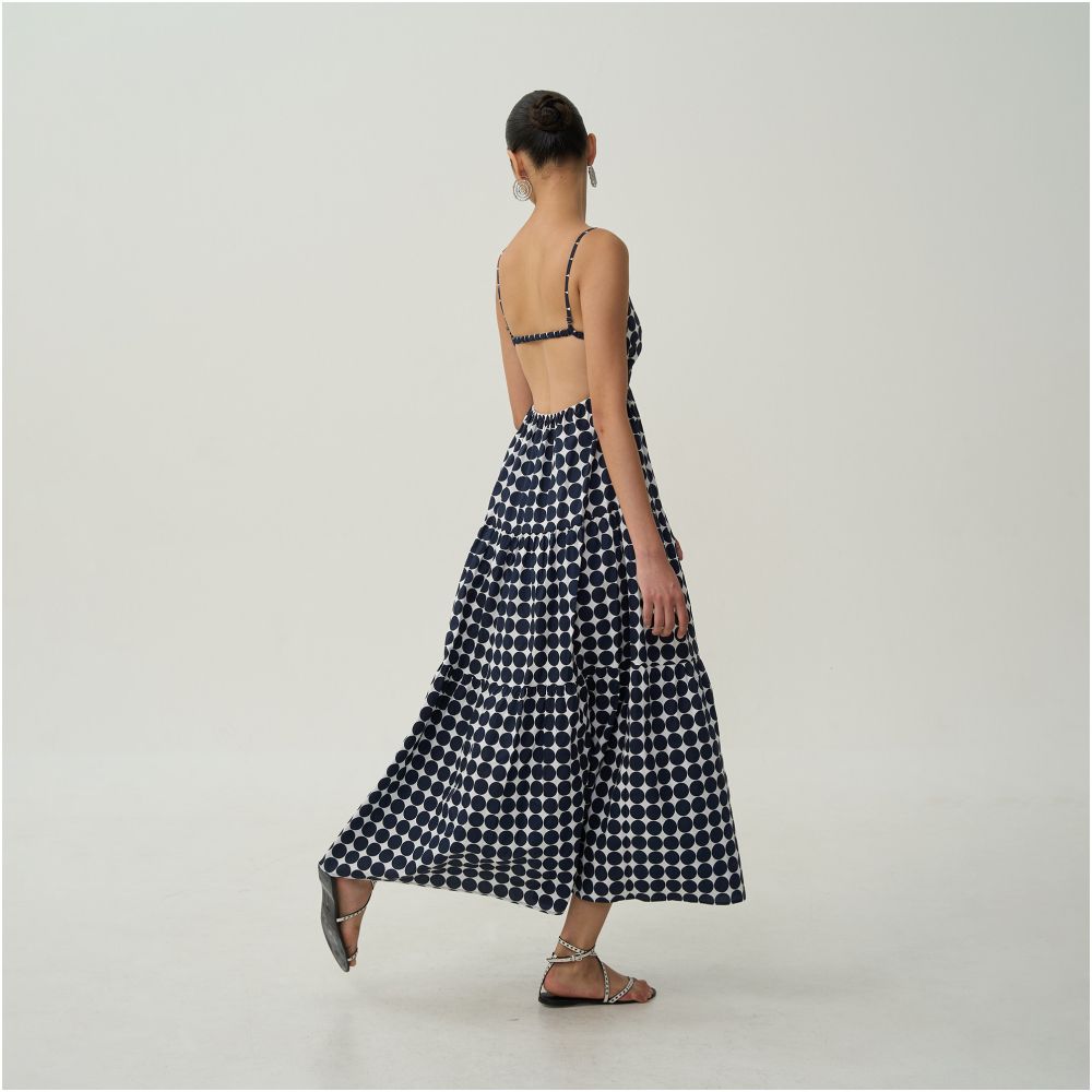 OtherstORE Romantic Vacation French polka dot camisole dress for women printed floral backless slimming A line dress image 4