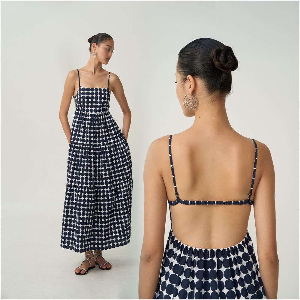 OtherstORE Romantic Vacation French polka dot camisole dress for women printed floral backless slimming A line dress image 5