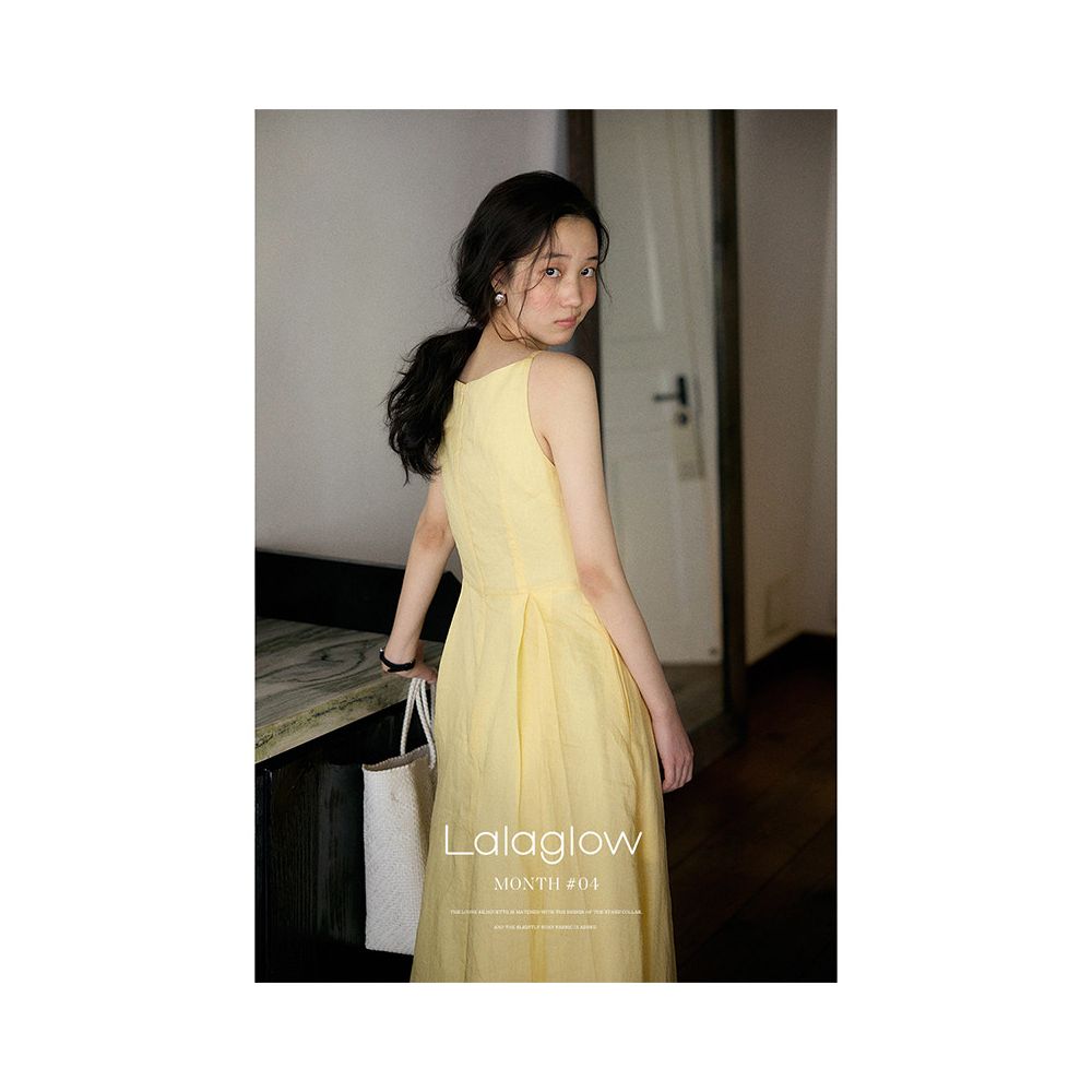 Lalaglow in stock breathable French style waist slimming dress with full ramie between breaths long skirt for women image 2