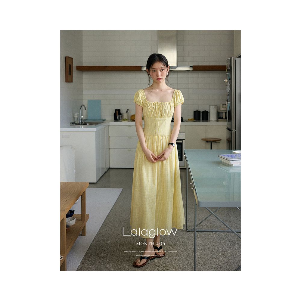 Lalaglow Leisure Romantic All Cotton French Waist Slimming Dress in Stock Women s Summer Style Long Dress image 2