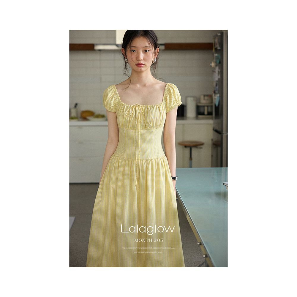 ASAYA6255 – Lemon Picnic Gingham Dress 🍋✨