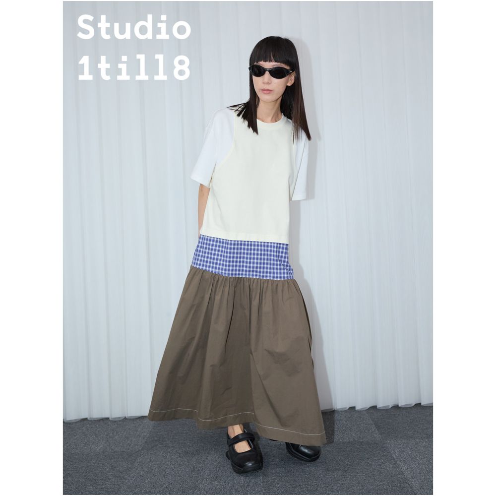 ASAYA6262 – Layered Play Midi Dress 🖤🤍