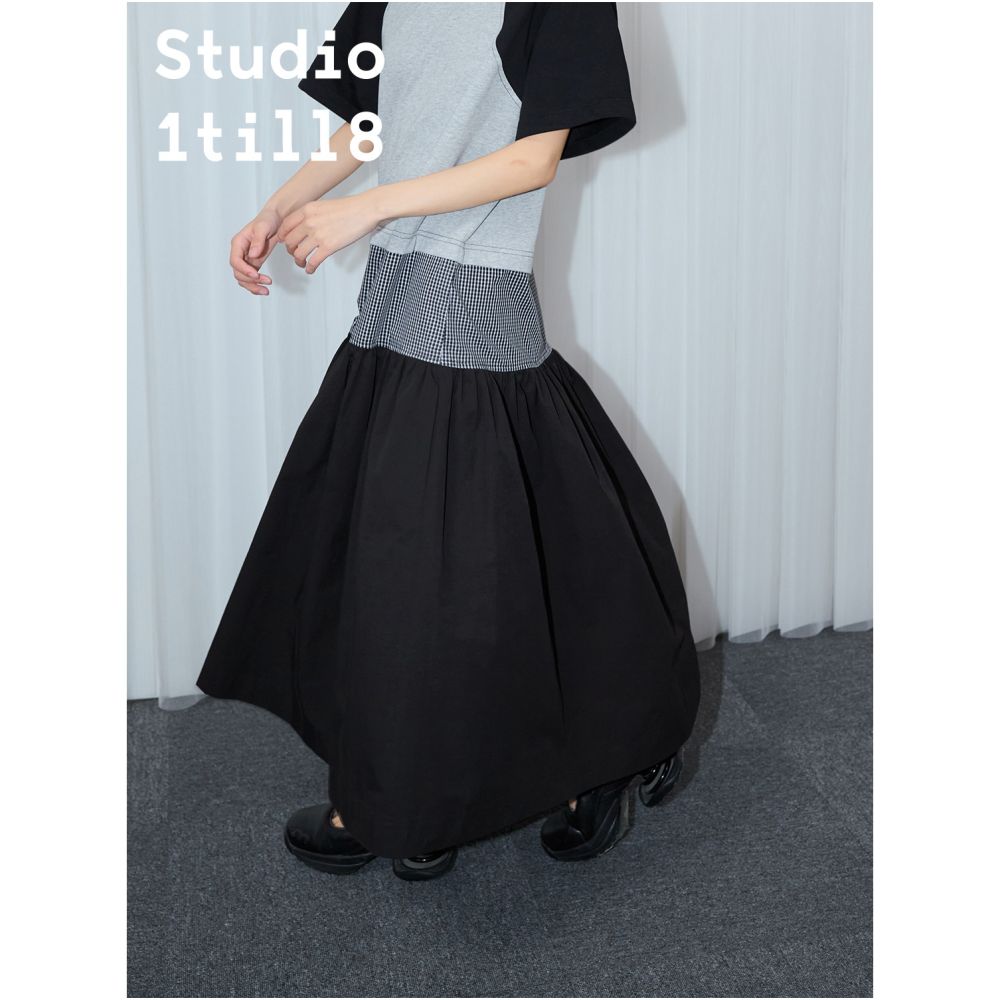 ASAYA6262 – Layered Play Midi Dress 🖤🤍
