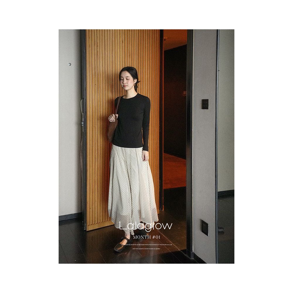 Lalaglow in the rain Paris French temperament irregular drape print skirt slimming long skirt for women early spring image 4