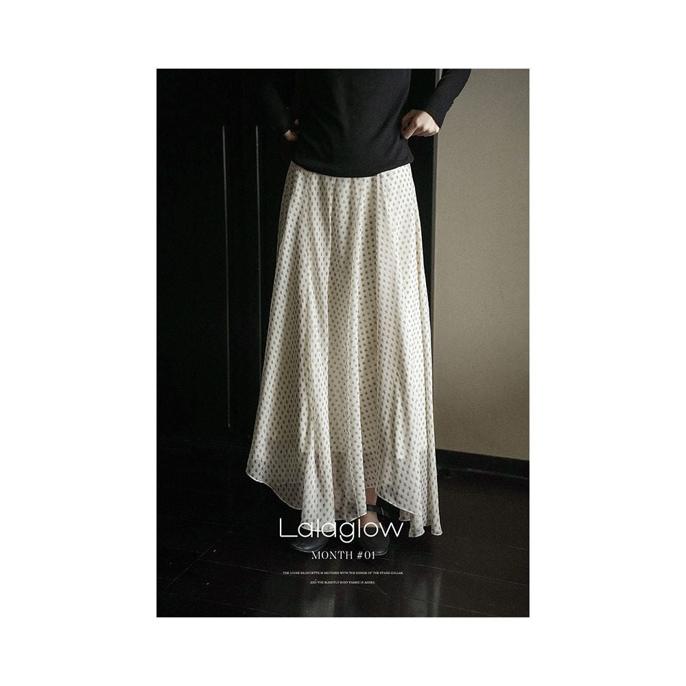 ASAYA6266 – Vintage Bloom Flow Skirt 🌿🤍