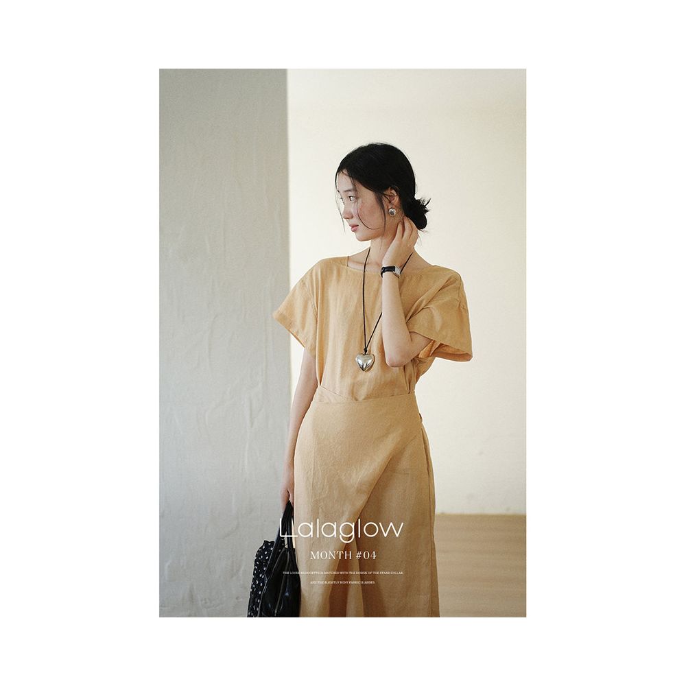Spot Lalaglow meet in good weather all ramie old money wind tied slimming dress women s summer image 1