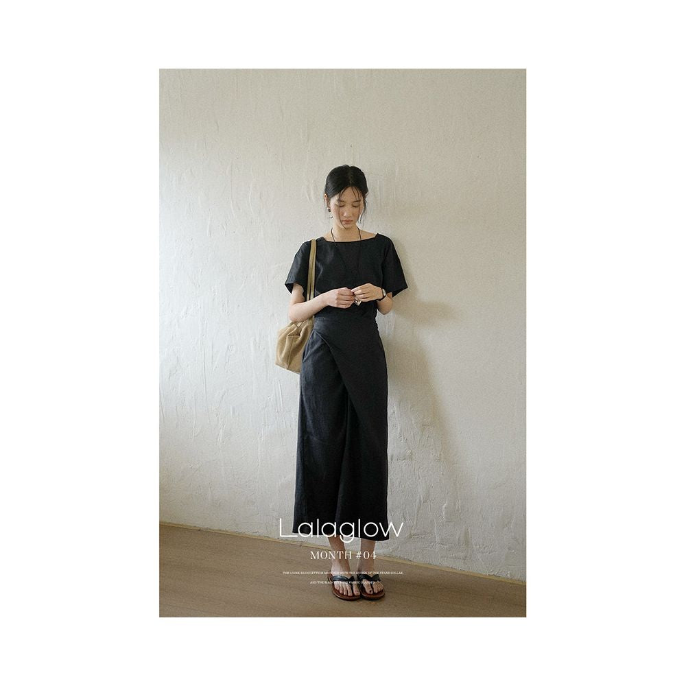 Spot Lalaglow meet in good weather all ramie old money wind tied slimming dress women s summer image 3