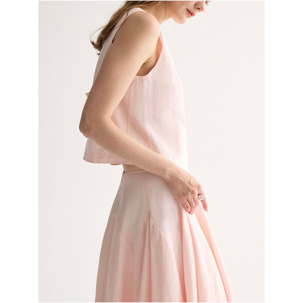 SOFTSELF Mist Mengze New Design Heavy Weight Sleeveless Tank Top Minimally Gentle Wrinkle Set Summer image 4