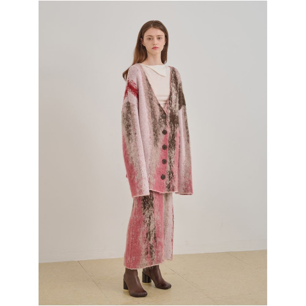 Piacevole Star Original Design Marble Printed Knitted Cardigan Lazy Sweater Half Skirt image 1