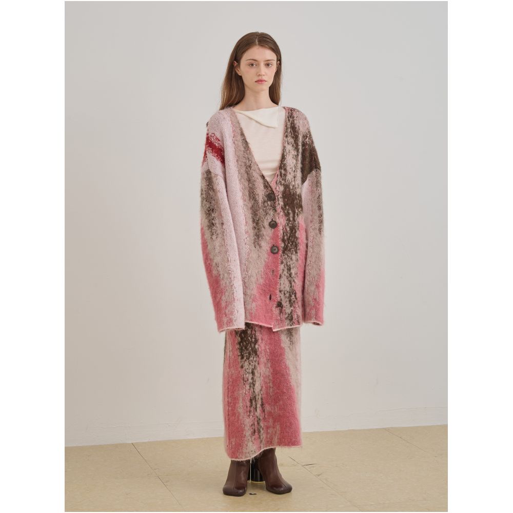 Piacevole Star Original Design Marble Printed Knitted Cardigan Lazy Sweater Half Skirt image 3